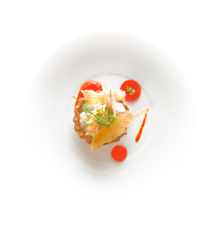 recette Ponthier Red pepper brandade tartlets, langoustines and red pepper coulis Red Pepper 100%  