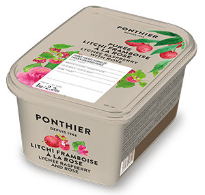 Gefrorene Fruchtpürees 1kg Litschi Himbeere mit Rose ponthier